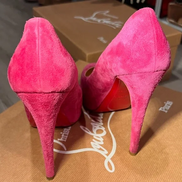 100% Authentic Christian Louboutin Suede Pink Heels sz 37 - Picture 2 of 6